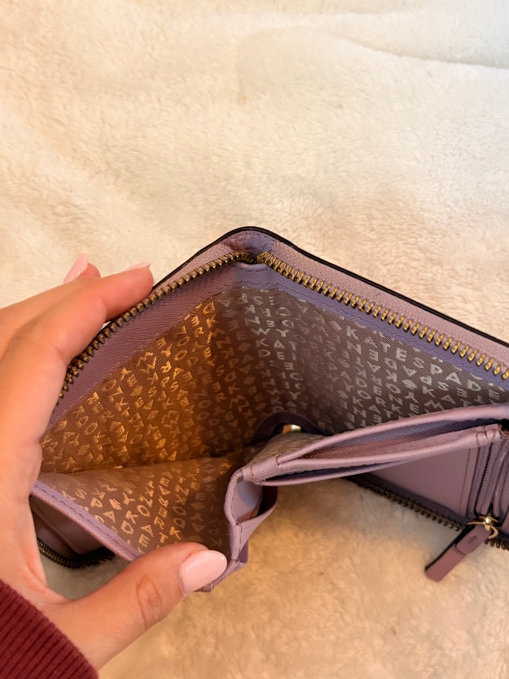 kate spade Light Mauve Zip Around Saffiano Wallet with Gold Hardware - Picture 4 of 5